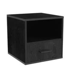 Hastings Home End Table, Stackable Modular Cube With Drawer, Black -Baxton Studio Store GUEST 5df44a64 747c 472e afb0 0878c1a6185c