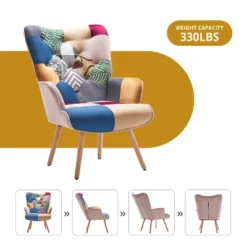 FERPIT Upholstered Wingback Accent Chair & Rocking Chair With Rubberwood Legs & Rockers -Baxton Studio Store GUEST 5e17a6fe 84f7 4754 a94b 210b20067139