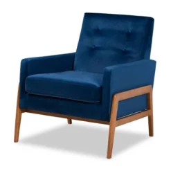 Perris Mid-Century Modern Velvet Fabric Upholstered Wood Lounge Chair - Baxton Studio -Baxton Studio Store GUEST 5e42ca8c 88f7 48c3 87ca 1abee338a1a3