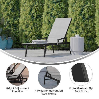 Flash Furniture Brazos Adjustable Chaise Lounge Chair With Arms, All-Weather Outdoor Five-Position Recliner 7 Flash Furniture Brazos Adjustable Chaise Lounge Chair With Arms, All-Weather Outdoor Five-Position Recliner - Image 5