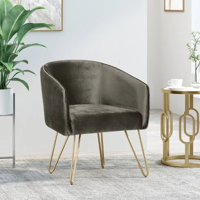 Grelton Modern Glam Velvet Club Chair With Hairpin Legs - Christopher Knight Home 3 Grelton Modern Glam Velvet Club Chair With Hairpin Legs - Christopher Knight Home