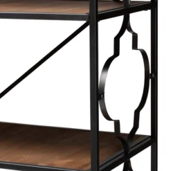 65" 5 Shelf Mirna Iron & Natural Oak Wood Quatrefoil Accent Bookshelf Brown/Black - Baxton Studio 12 65" 5 Shelf Mirna Iron & Natural Oak Wood Quatrefoil Accent Bookshelf Brown/Black - Baxton Studio -Baxton Studio Store GUEST 5f2755cb a4a8 450d 9284 07ebe48b9b57