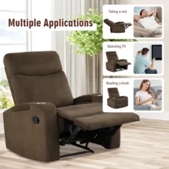 Costway Recliner Chair Single Sofa Lounger With Arm Storage & Cup Holder CoffeeGreyBrown 17 Costway Recliner Chair Single Sofa Lounger With Arm Storage & Cup Holder CoffeeGreyBrown -Baxton Studio Store GUEST 5fa04bc1 822c 4eae a929 7b1bedb971d0