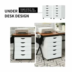 Costway 5 Drawer Dresser Storage Cabinet Chest W/Wheels For Home Office White -Baxton Studio Store GUEST 6133e8c1 835f 4062 9f8b e5ea9001737b