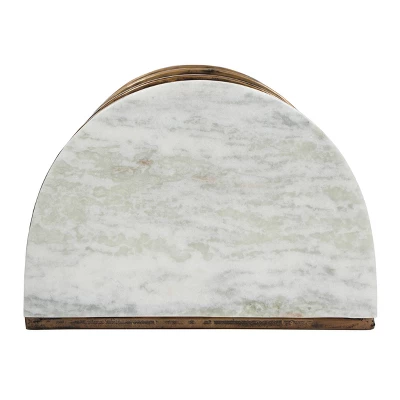 33.5" Bainville Modern Glam Handcrafted Marble Half Round Etagere Bookcase Natural White/Antique Brass - Christopher Knight Home 3 33.5" Bainville Modern Glam Handcrafted Marble Half Round Etagere Bookcase Natural White/Antique Brass - Christopher Knight Home