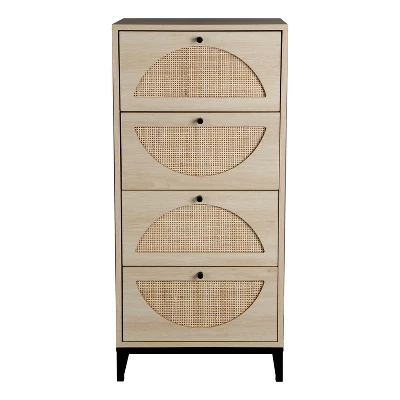 Set Of 2, Natural Rattan Cabinets With 4 Drawers - ModernLuxe 5 Set Of 2, Natural Rattan Cabinets With 4 Drawers - ModernLuxe - Image 3