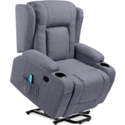 Best Choice Products Electric Power Lift Linen Recliner Massage Chair Furniture W/ USB Port, Heat, Cupholders -Baxton Studio Store GUEST 6596e210 937d 40bc 80de 6c4a65324cb1