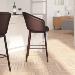 Merrick Lane Modern Wood Frame Stool With Metallic Accents -Baxton Studio Store GUEST 662ce35f 3687 46d8 82ca feb932456a33