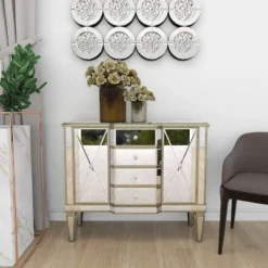 Glam Mirrored Rectangular Storage Cabinet Silver - Olivia & May 35 Glam Mirrored Rectangular Storage Cabinet Silver - Olivia & May -Baxton Studio Store GUEST 679c3059 d012 4d40 8940 2a725f594610
