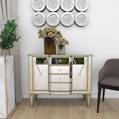 Glam Mirrored Rectangular Storage Cabinet Silver - Olivia & May 16 Glam Mirrored Rectangular Storage Cabinet Silver - Olivia & May - Image 14