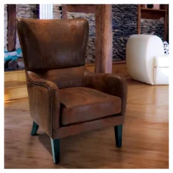 Lorenzo Studded Club Chair Brown - Christopher Knight Home -Baxton Studio Store GUEST 6839046c 5fd8 41f9 b1ca 038b0c2d688b