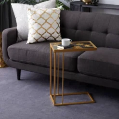Contemporary Metal And Glass Accent Table Gold - Olivia & May
