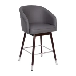 Merrick Lane Modern Wood Frame Stool With Metallic Accents -Baxton Studio Store GUEST 68bb7300 c24b 4ee6 b03a aeae65073923