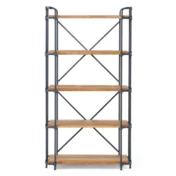 Yorktown 66.75" 5-Shelf Industrial Bookcase Brown - Christopher Knight Home 8 Yorktown 66.75" 5-Shelf Industrial Bookcase Brown - Christopher Knight Home -Baxton Studio Store GUEST 69a7267c f216 4ef1 9cb6 cb8f17318393