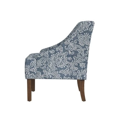 Classic Swoop Arm Chair Jacobean Print Denim - HomePop 4 Classic Swoop Arm Chair Jacobean Print Denim - HomePop - Image 2