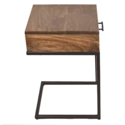 Mango Wood Side Table With Drawer And Cantilever Iron Base Brown/Black - The Urban Port -Baxton Studio Store GUEST 6a8e8731 5db4 4172 9cb9 9bc65d1fc510