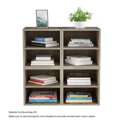 End Table - Stackable Contemporary Minimalist Modular Cube Accent Table Double Shelves For Bedroom, Living Room Or Office By Hastings Home (Gray) 8 End Table - Stackable Contemporary Minimalist Modular Cube Accent Table Double Shelves For Bedroom, Living Room Or Office By Hastings Home (Gray) - Image 6