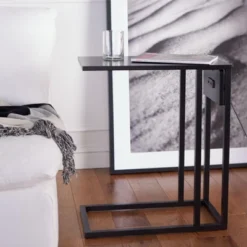 Portland Usb Side Table - Black - Safavieh -Baxton Studio Store GUEST 6b5bf892 b969 4c20 b7bf 119374f1e890