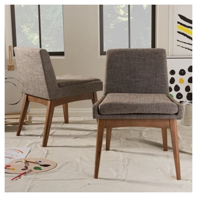 Set Of 2 Nexus Mid - Century Modern Wood Finishing And Fabric Upholstered Dining Side Chair Gravel/Walnut Brown - Baxton Studio 7 Set Of 2 Nexus Mid - Century Modern Wood Finishing And Fabric Upholstered Dining Side Chair Gravel/Walnut Brown - Baxton Studio - Image 5