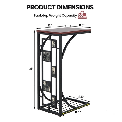 Costway 1PC2 PCS C-Shaped Side Sofa Narrow Snack Table For Living Room Bedroom Small Space 4 Costway 1PC2 PCS C-Shaped Side Sofa Narrow Snack Table For Living Room Bedroom Small Space - Image 3