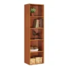 Hodedah Import 12 D X 16 W X 60 H Inch 5 Shelf Bookcase Storage Organizer Solution For Living Room, Bedroom, Or Office, Cherry Wood Finish -Baxton Studio Store GUEST 6cd85840 80df 4a39 ac31 27aacbbdb86c