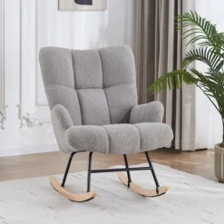 FERPIT Upholstered Teddy Velvet Accent Chair & Rocking Chair With Wingback Design -Baxton Studio Store GUEST 6d7aeae9 949e 4313 8bde c3af0f793cb0