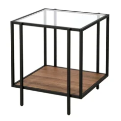 Black Bronze And Rustic Oak Side Table - Henn&Hart -Baxton Studio Store GUEST 6f114043 a5d8 4289 8fdd 0c46d72b20ac
