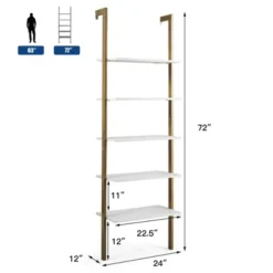 Tangkula 2PCS 5-Tier Ladder Shelf Wood Wall Mounted Display Bookshelf Metal Frame -Baxton Studio Store GUEST 6f351b79 18ba 4505 beec 1d633f69c622