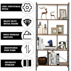 Costway 4-Tier Bookcase Industrial Bookshelf Floor Standing Storage Rack 16 Costway 4-Tier Bookcase Industrial Bookshelf Floor Standing Storage Rack -Baxton Studio Store GUEST 6f4c94dc 7a10 4f52 95ed 47b9830fbeea