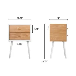 Abacus 2 Drawer Side Table Oak Brown/White - Universal Expert -Baxton Studio Store GUEST 6fed0b9b efc7 4b70 accf b71faf726bcc