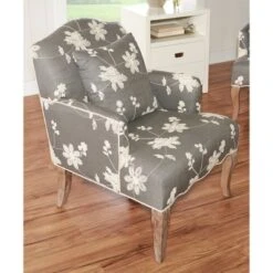 Floral Upholstered Armchair - Gray - Linon -Baxton Studio Store GUEST 70293f4d 93b2 48d1 b0fe 58caf1f73f14