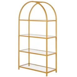 62 In. Arched Brass Finish Bookcase - Henn&Hart 13 62 In. Arched Brass Finish Bookcase - Henn&Hart -Baxton Studio Store GUEST 70d16e15 59df 45a2 9931 2691317c62b4