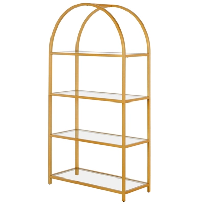 62 In. Arched Brass Finish Bookcase - Henn&Hart 6 62 In. Arched Brass Finish Bookcase - Henn&Hart - Image 4