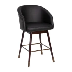 Merrick Lane Modern Wood Frame Stool With Metallic Accents -Baxton Studio Store GUEST 7146f79e 2ae0 4133 8c02 7ec4636b8c04