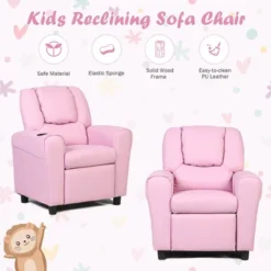 Costway Kids Recliner Armchair Children's Furniture Sofa Seat Couch Chair W/Cup Holder Pink -Baxton Studio Store GUEST 71bf7b84 f36c 4339 8bdf 24505c5f9ca8