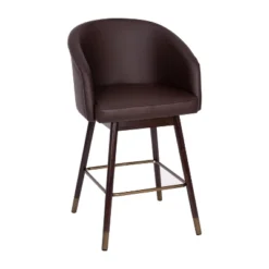 Merrick Lane Modern Wood Frame Stool With Metallic Accents -Baxton Studio Store GUEST 72e4b8d8 072a 40a3 9a07 cb1828b9d150