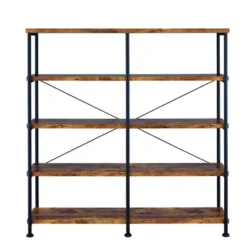 63" Industrial 4 Tier Bookshelf With Particleboard And Metal Frame - Benzara