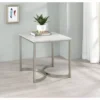 Leona End Table Faux White Marble/Satin Nickel - Coaster 1 Leona End Table Faux White Marble/Satin Nickel - Coaster -Baxton Studio Store GUEST 73f724f1 affd 4af6 b683 c14c22fe9f8d