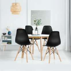 Costway Set Of 4 Modern Dining Side Chair Armless Home Office W/ Wood Legs White/Black/Blue 15 Costway Set Of 4 Modern Dining Side Chair Armless Home Office W/ Wood Legs White/Black/Blue -Baxton Studio Store GUEST 750574cc 9c7b 4528 8ac8 51c9510a5889