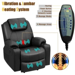 Costway Electric Recliner Chair Massage Sofa Leather W/ USB Charge Port BrownBlack 18 Costway Electric Recliner Chair Massage Sofa Leather W/ USB Charge Port BrownBlack -Baxton Studio Store GUEST 75179937 bba1 48fa 9c44 293784896329