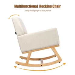 Costway Mid Century Rocking Chair Upholstered Armchair W/ Lumbar Support BeigeGray -Baxton Studio Store GUEST 75202b88 3718 42d2 9a5e ed156035cd3e