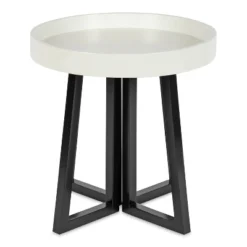 Kate And Laurel Avery Round Wood Side Table, 20x20x20, Black And White -Baxton Studio Store GUEST 75c438f8 1ff3 4913 a28c d7aad1074a49