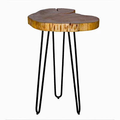 Alaterre Furniture Hairpin Live Edge Round End Table Metal And Wood Natural Brown 3 Alaterre Furniture Hairpin Live Edge Round End Table Metal And Wood Natural Brown