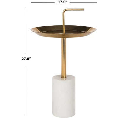 Apollo Round Brass Top Side Table - Brass/Marble - Safavieh 4 Apollo Round Brass Top Side Table - Brass/Marble - Safavieh - Image 2