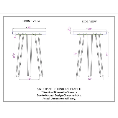 Alaterre Furniture Hairpin Live Edge Round End Table Metal And Wood Natural Brown 7 Alaterre Furniture Hairpin Live Edge Round End Table Metal And Wood Natural Brown - Image 5