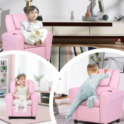 Costway Kids Recliner Armchair Children's Furniture Sofa Seat Couch Chair W/Cup Holder Pink -Baxton Studio Store GUEST 7b267182 d2cd 420e 9594 08589cfc1d16
