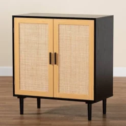 Maureen Wood And Rattan 2 Door Storage Cabinet Espresso/Natural Brown - Baxton Studio -Baxton Studio Store GUEST 7b41815c b80d 448e 9a76 09bf86b7e562