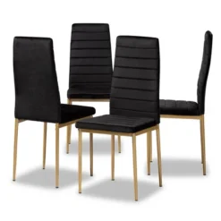 4pc Armand Velvet Fabric Upholstered And Metal Dining Chair Set - Baxton Studio 19 4pc Armand Velvet Fabric Upholstered And Metal Dining Chair Set - Baxton Studio -Baxton Studio Store GUEST 7b45efd5 4a4d 47d2 938a 67be32c8539e