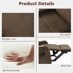 Costway Recliner Chair Single Sofa Lounger With Arm Storage & Cup Holder CoffeeGreyBrown 22 Costway Recliner Chair Single Sofa Lounger With Arm Storage & Cup Holder CoffeeGreyBrown -Baxton Studio Store GUEST 7b598152 7e2b 4273 9ba3 67ea6f38823b