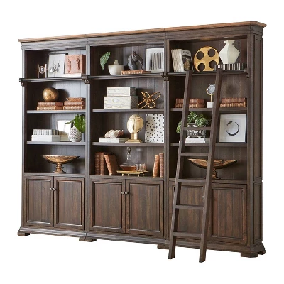 94" Sonoma Bookcase Wall With Wood Ladder Brown - Martin Furniture 4 94" Sonoma Bookcase Wall With Wood Ladder Brown - Martin Furniture - Image 2